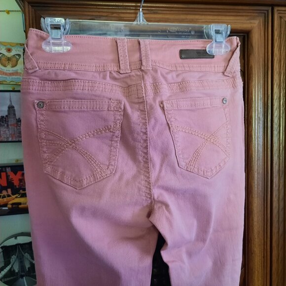 Wallflower Cuffed Ankle Distressed Crop Skinny Jeans - Pink, Size XS - Picture 8 of 16